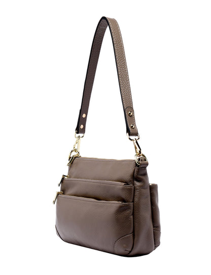 FAITH LEATHER CROSS BODY BAG- MUSH