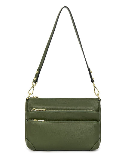 FAITH LEATHER CROSS BODY BAG-e1-0749- OLIVE