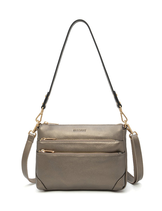 FAITH LEATHER CROSS BODY BAG- E1-0749-PEWTER