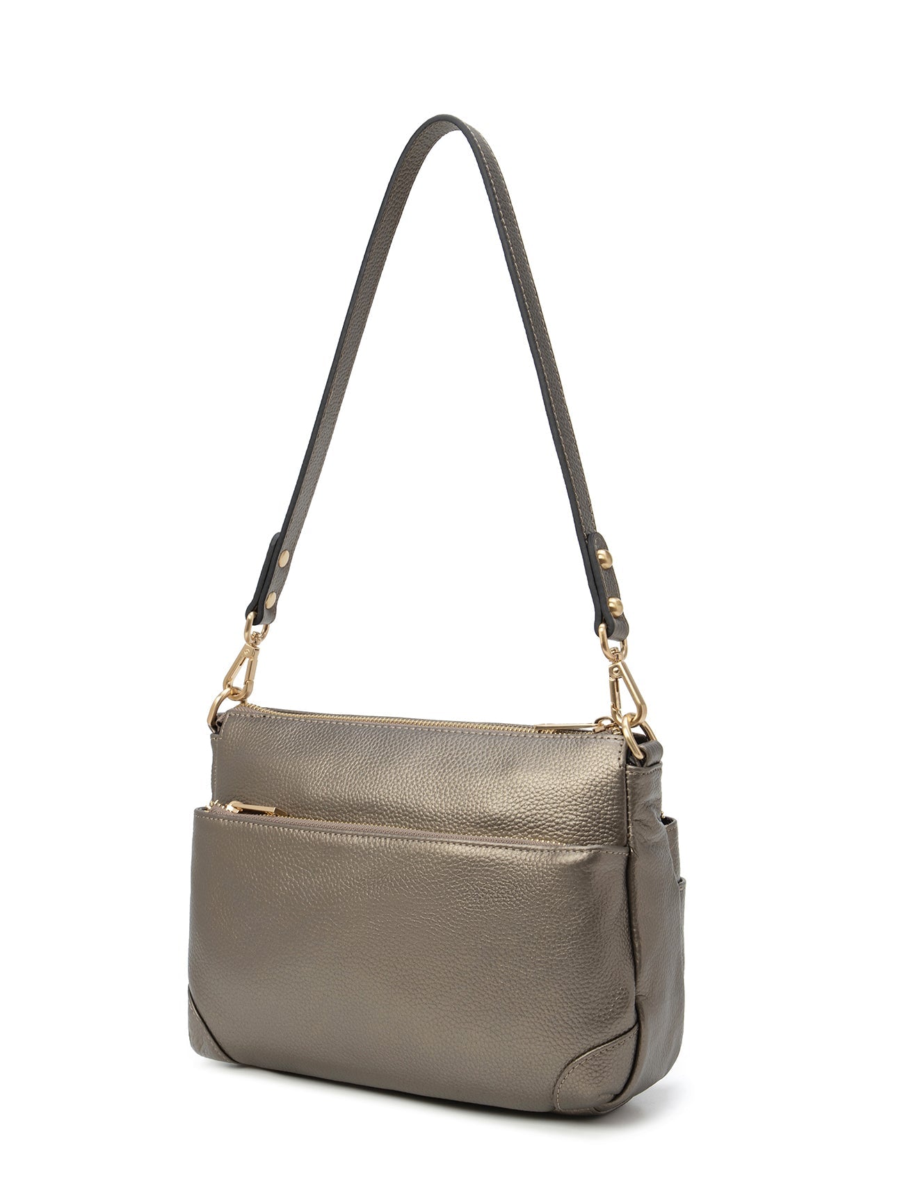 FAITH LEATHER CROSS BODY BAG- E1-0749-PEWTER