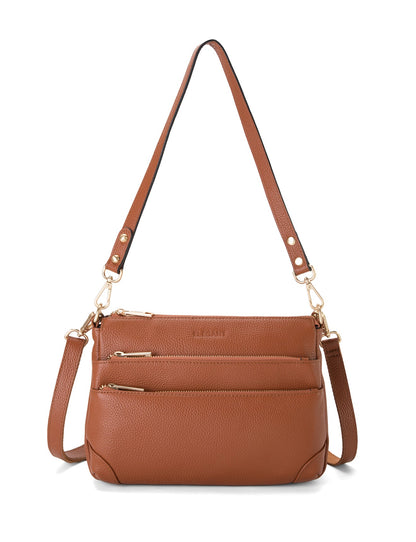 FAITH LEATHER CROSS BODY BAG- E1-0749-TAN