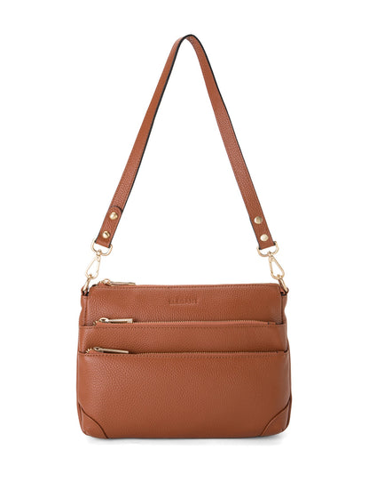 FAITH LEATHER CROSS BODY BAG- E1-0749-TAN