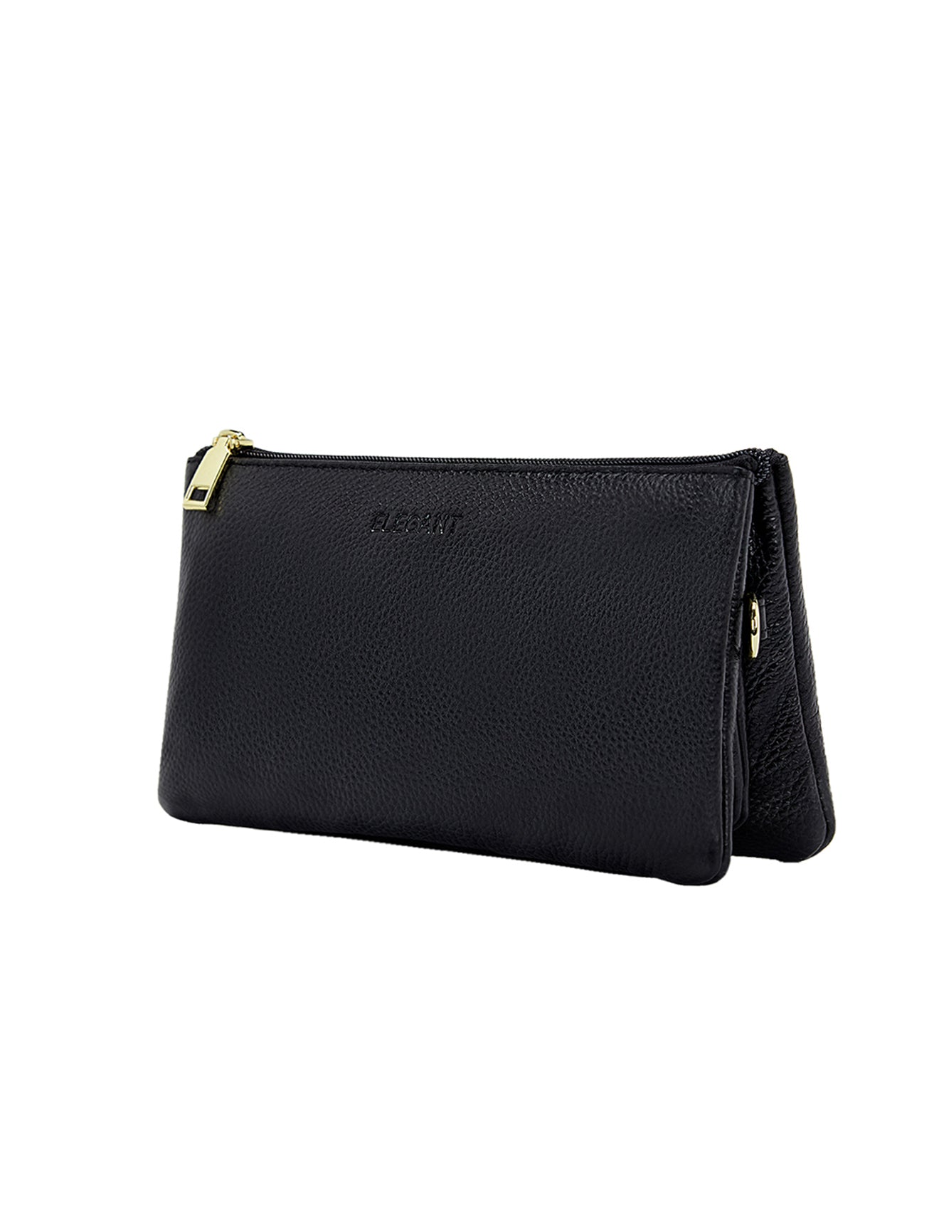 CANDICE LEATHER WALLET WITH SHOULDER STRAP- BLACK