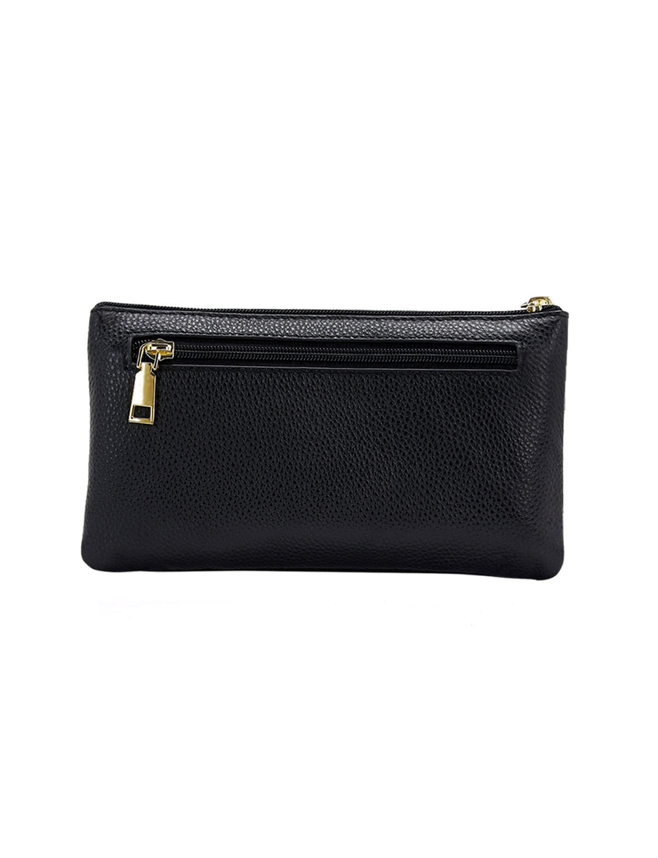 CANDICE LEATHER WALLET WITH SHOULDER STRAP- BLACK