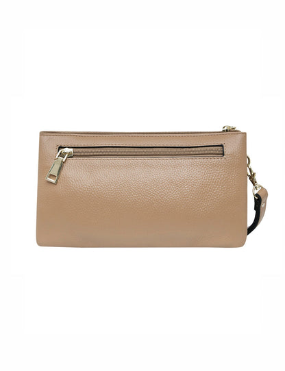 CANDICE LEATHER WALLET WITH SHOULDER STRAP- CAMEL