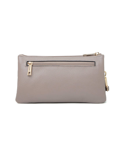 CANDICE LEATHER WALLET WITH SHOULDER STRAP- E1-0809-MOCHA