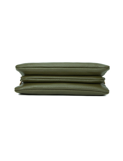 CANDICE LEATHER WALLET WITH SHOULDER STRAP- E1-0809-OLIVE