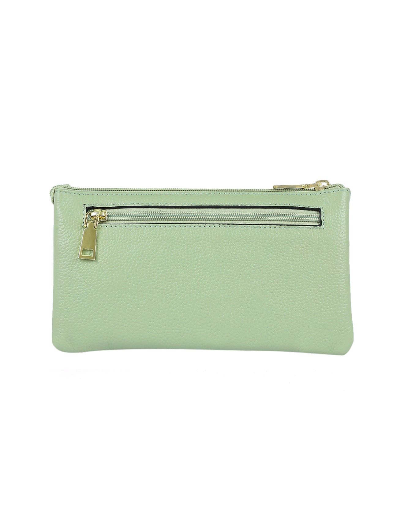 CANDICE LEATHER WALLET WITH SHOULDER STRAP- PISTACHIO