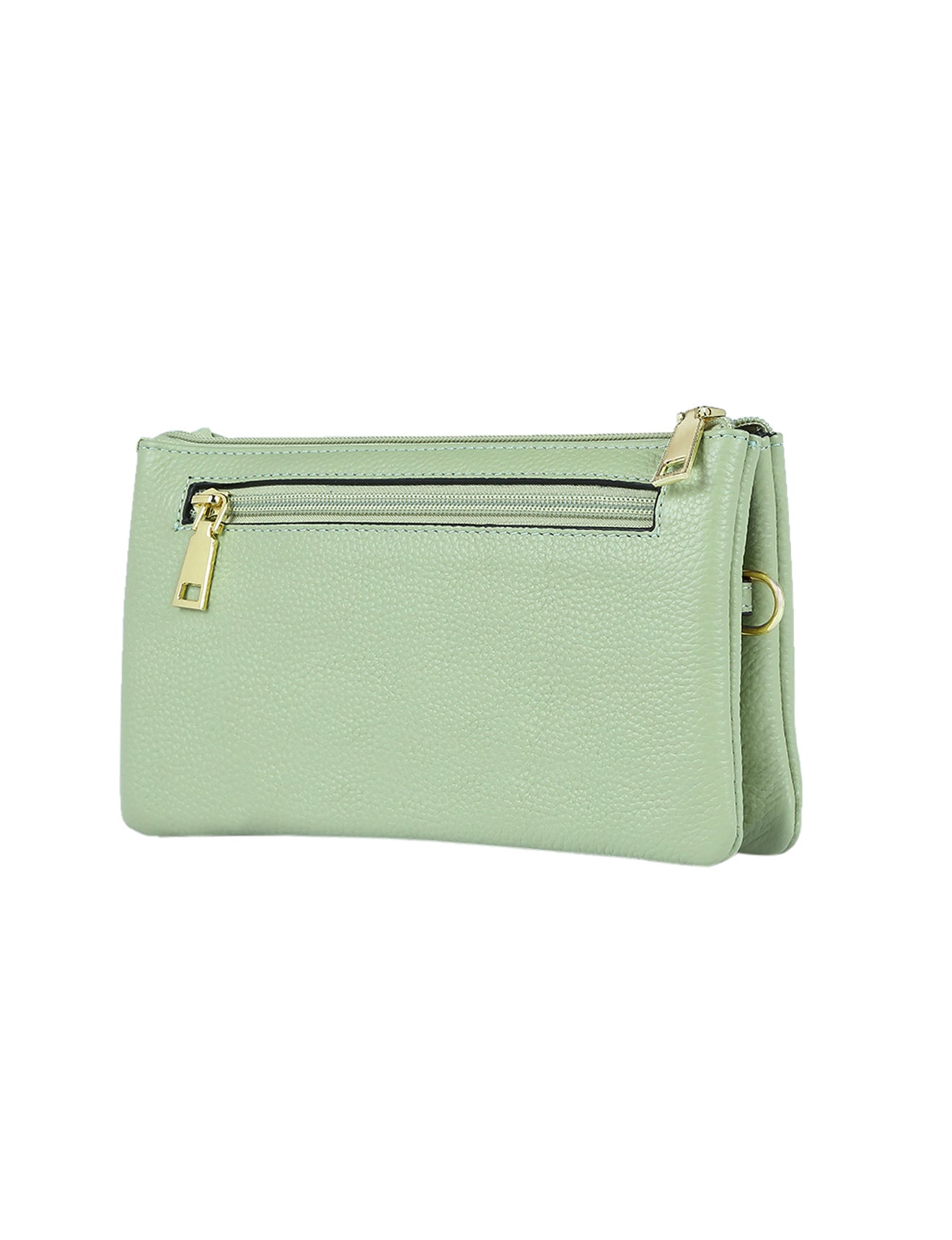 CANDICE LEATHER WALLET WITH SHOULDER STRAP- PISTACHIO