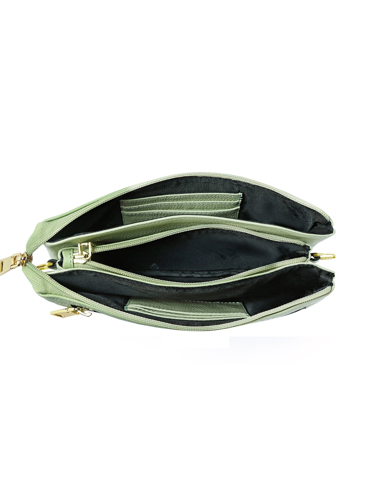 CANDICE LEATHER WALLET WITH SHOULDER STRAP- PISTACHIO