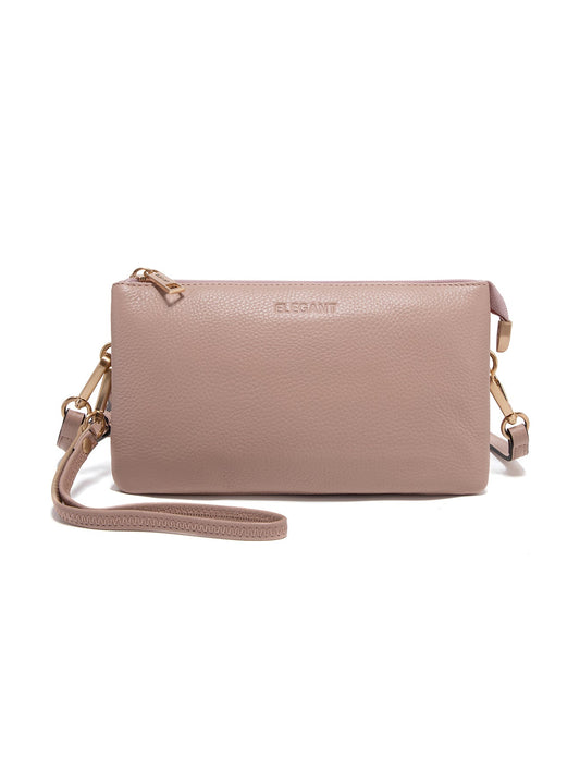 CANDICE LEATHER WALLET WITH SHOULDER STRAP- E1-0809-PINK