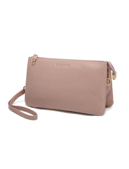 CANDICE LEATHER WALLET WITH SHOULDER STRAP- E1-0809-PINK