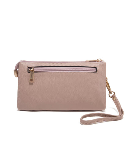 CANDICE LEATHER WALLET WITH SHOULDER STRAP- E1-0809-PINK