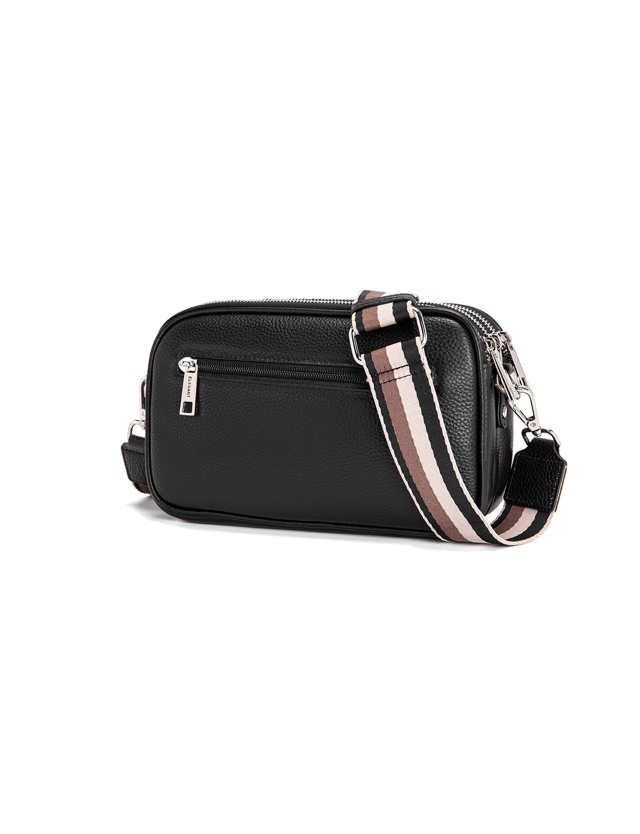 ANNA TRIPLE COMPARTMENT CROSSBODY -E1-0811B-BLK- NEW IN