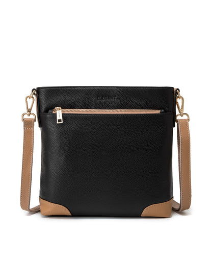 EVIE LEATHER CROSS BODY BAG- 2 TONE- E1-0816B-BLK/CAM