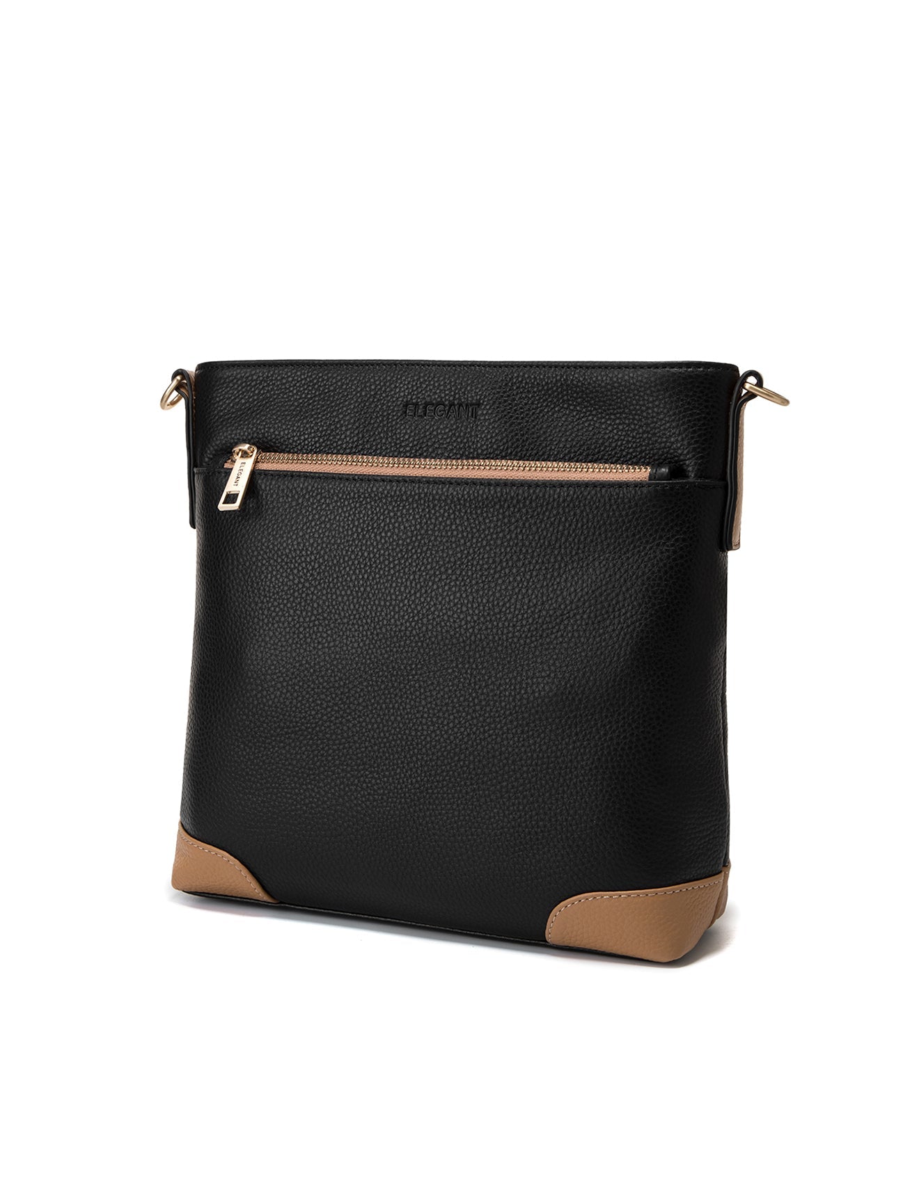 EVIE LEATHER CROSS BODY BAG- 2 TONE- E1-0816B-BLK/CAM