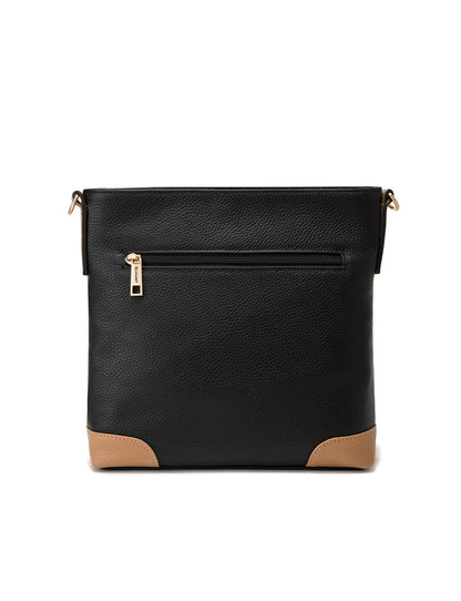 EVIE LEATHER CROSS BODY BAG- 2 TONE- E1-0816B-BLK/CAM