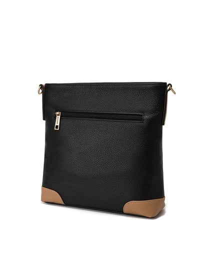 EVIE LEATHER CROSS BODY BAG- 2 TONE- E1-0816B-BLK/CAM