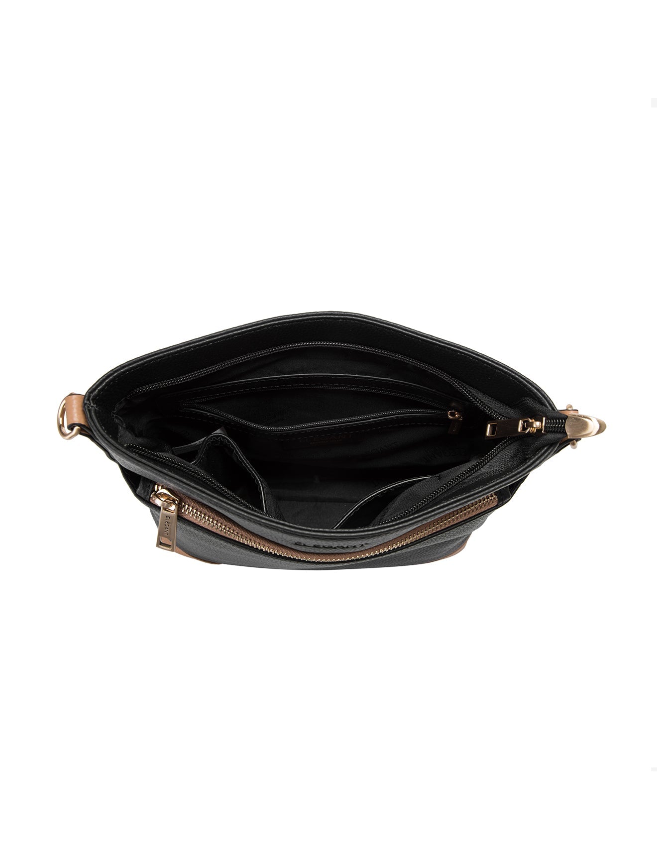 EVIE LEATHER CROSS BODY BAG- 2 TONE- E1-0816B-BLK/CAM