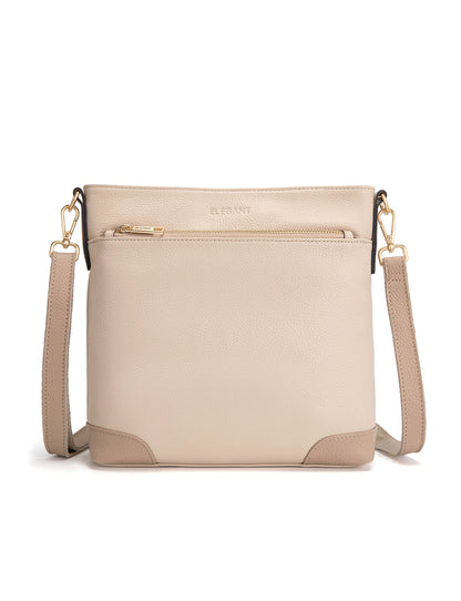 EVIE LEATHER CROSS BODY BAG- 2 TONE- E1-0816B-IVORY/PUTTY- NEW IN