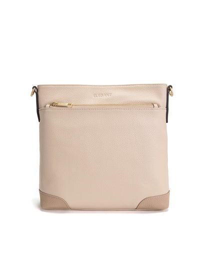 EVIE LEATHER CROSS BODY BAG- 2 TONE- E1-0816B-IVORY/PUTTY- NEW IN