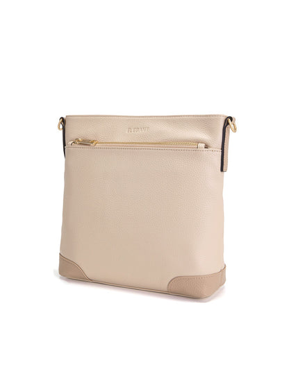 EVIE LEATHER CROSS BODY BAG- 2 TONE- E1-0816B-IVORY/PUTTY- NEW IN