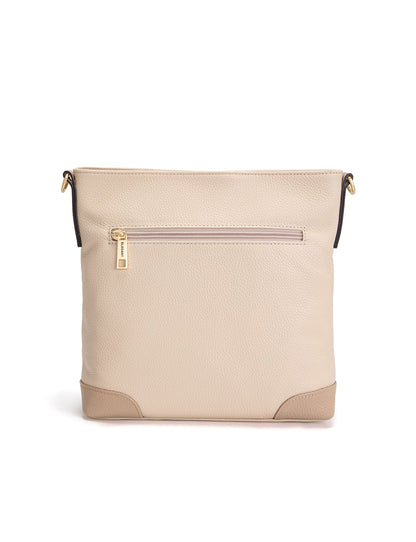 EVIE LEATHER CROSS BODY BAG- 2 TONE- E1-0816B-IVORY/PUTTY- NEW IN