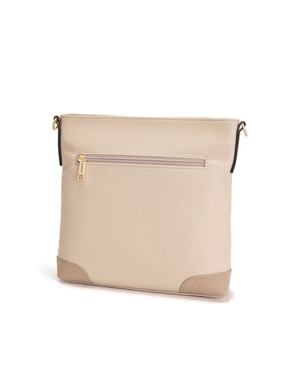 EVIE LEATHER CROSS BODY BAG- 2 TONE- E1-0816B-IVORY/PUTTY- NEW IN