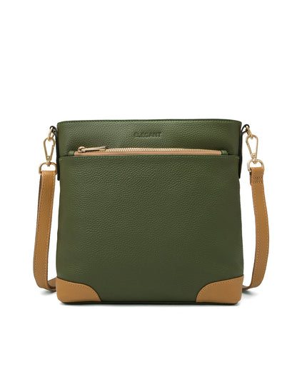 EVIE LEATHER CROSS BODY BAG- 2 TONE- E1-0816B-OLIVE/CAM