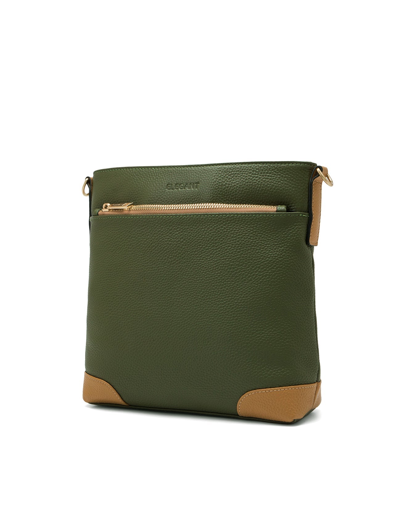 EVIE LEATHER CROSS BODY BAG- 2 TONE- E1-0816B-OLIVE/CAM