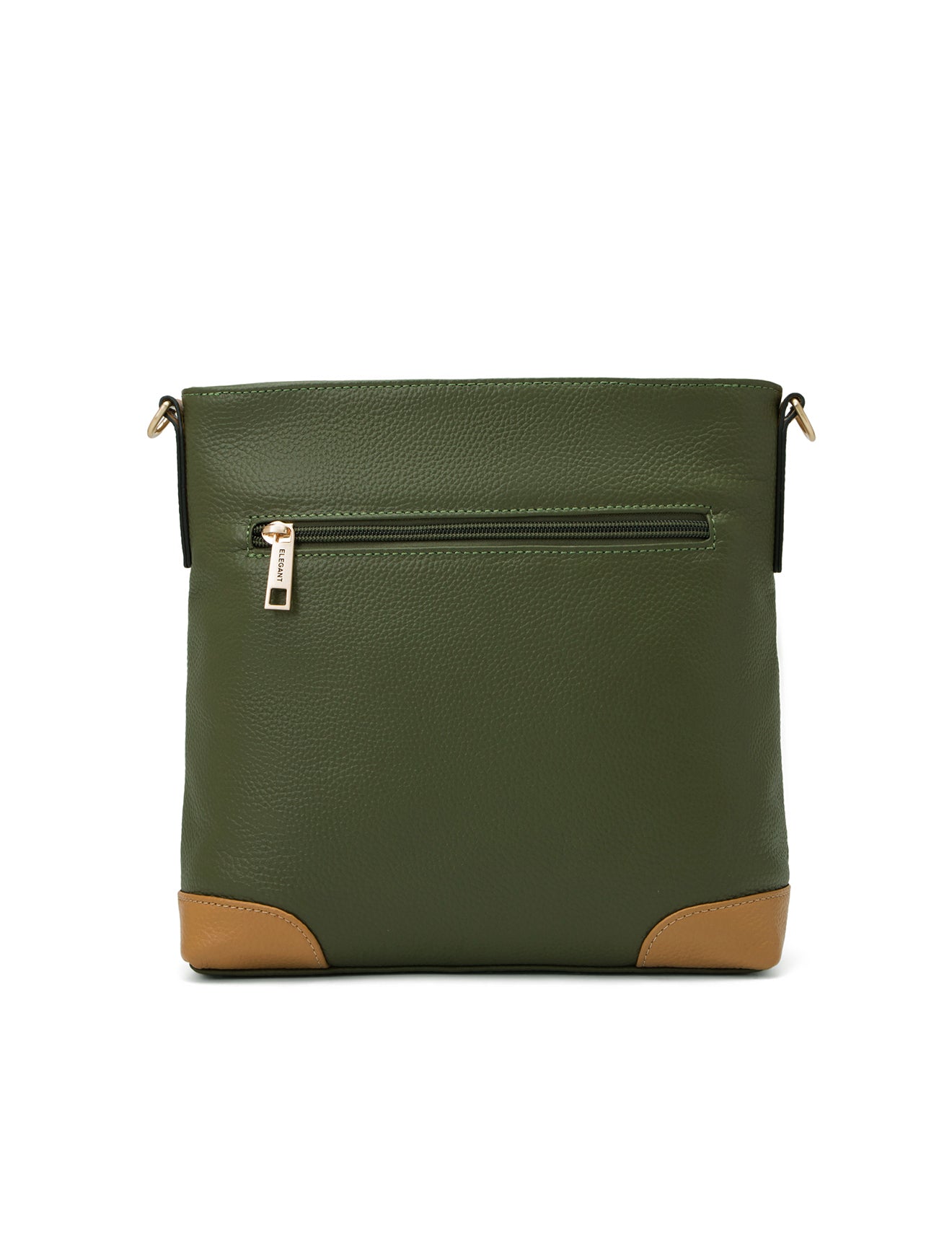 EVIE LEATHER CROSS BODY BAG- 2 TONE- E1-0816B-OLIVE/CAM