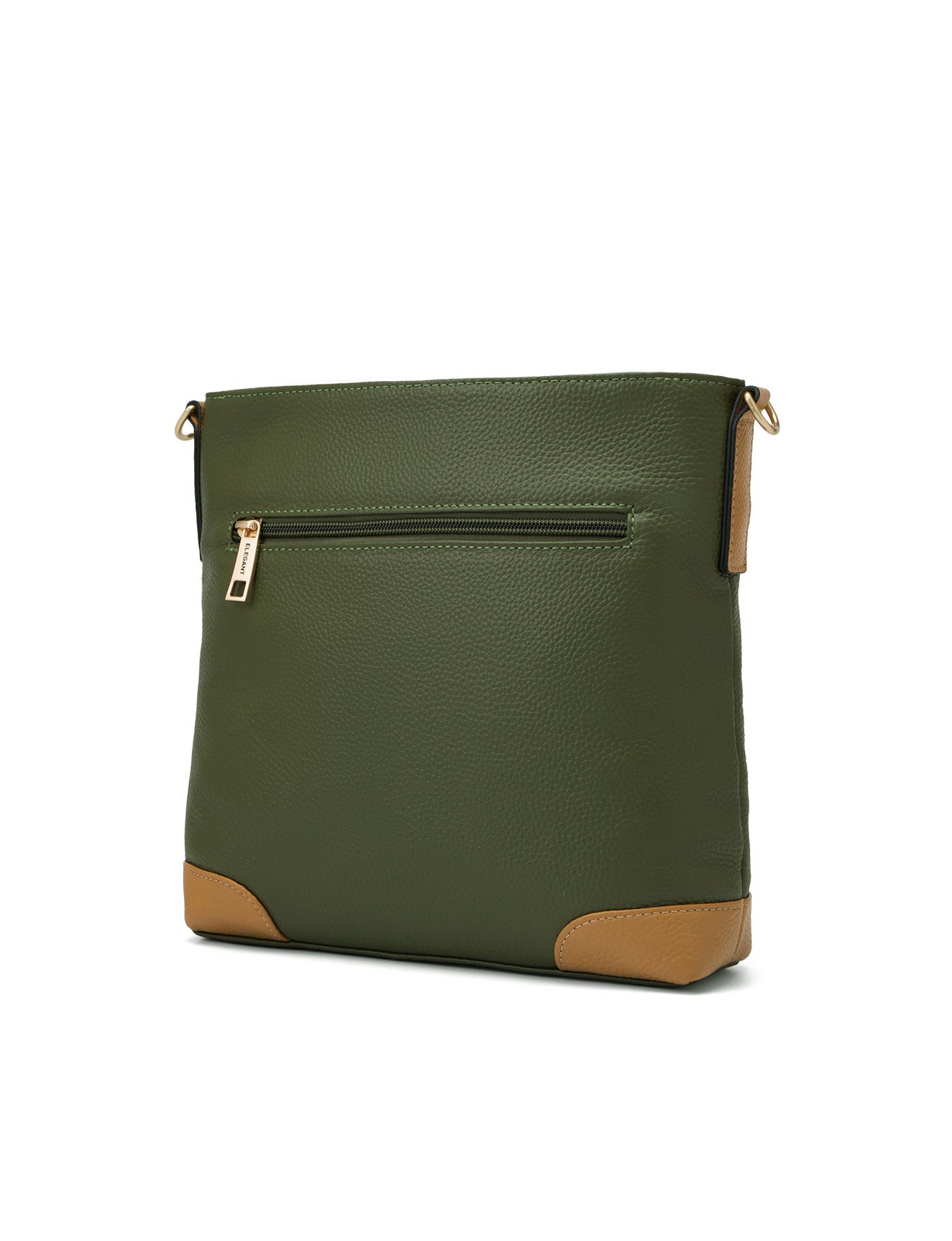 EVIE LEATHER CROSS BODY BAG- 2 TONE- E1-0816B-OLIVE/CAM