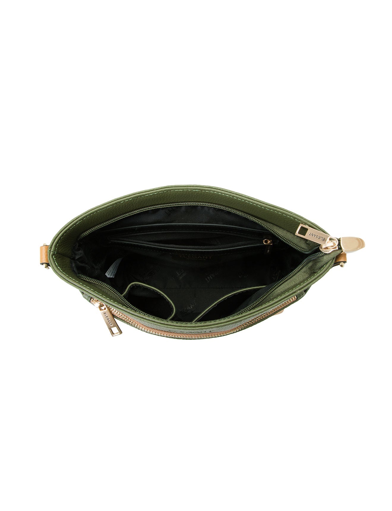 EVIE LEATHER CROSS BODY BAG- 2 TONE- E1-0816B-OLIVE/CAM