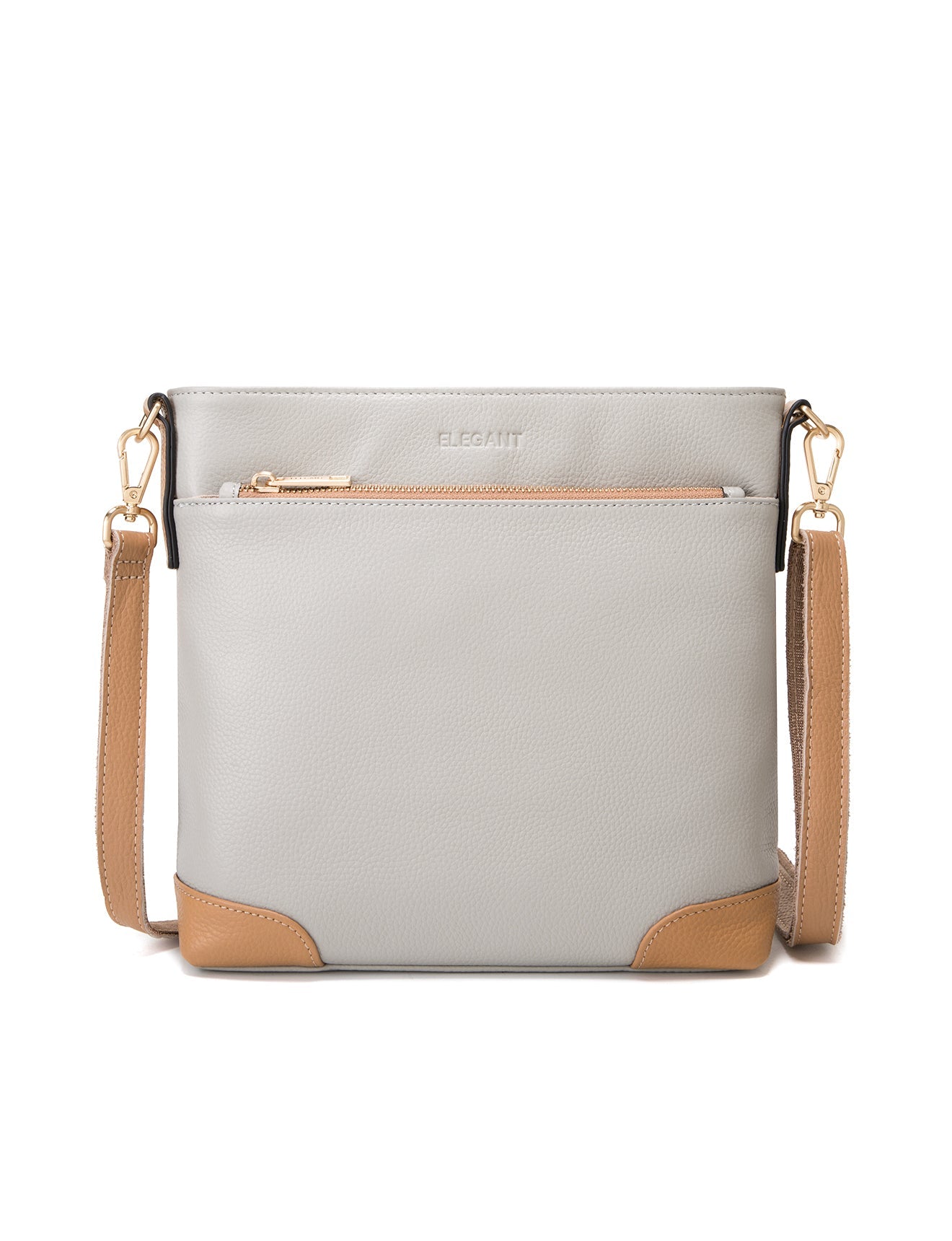 EVIE LEATHER CROSS BODY BAG- 2 TONE- E1-0816B-PEB/CAM