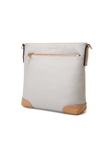 EVIE LEATHER CROSS BODY BAG- 2 TONE- E1-0816B-PEB/CAM