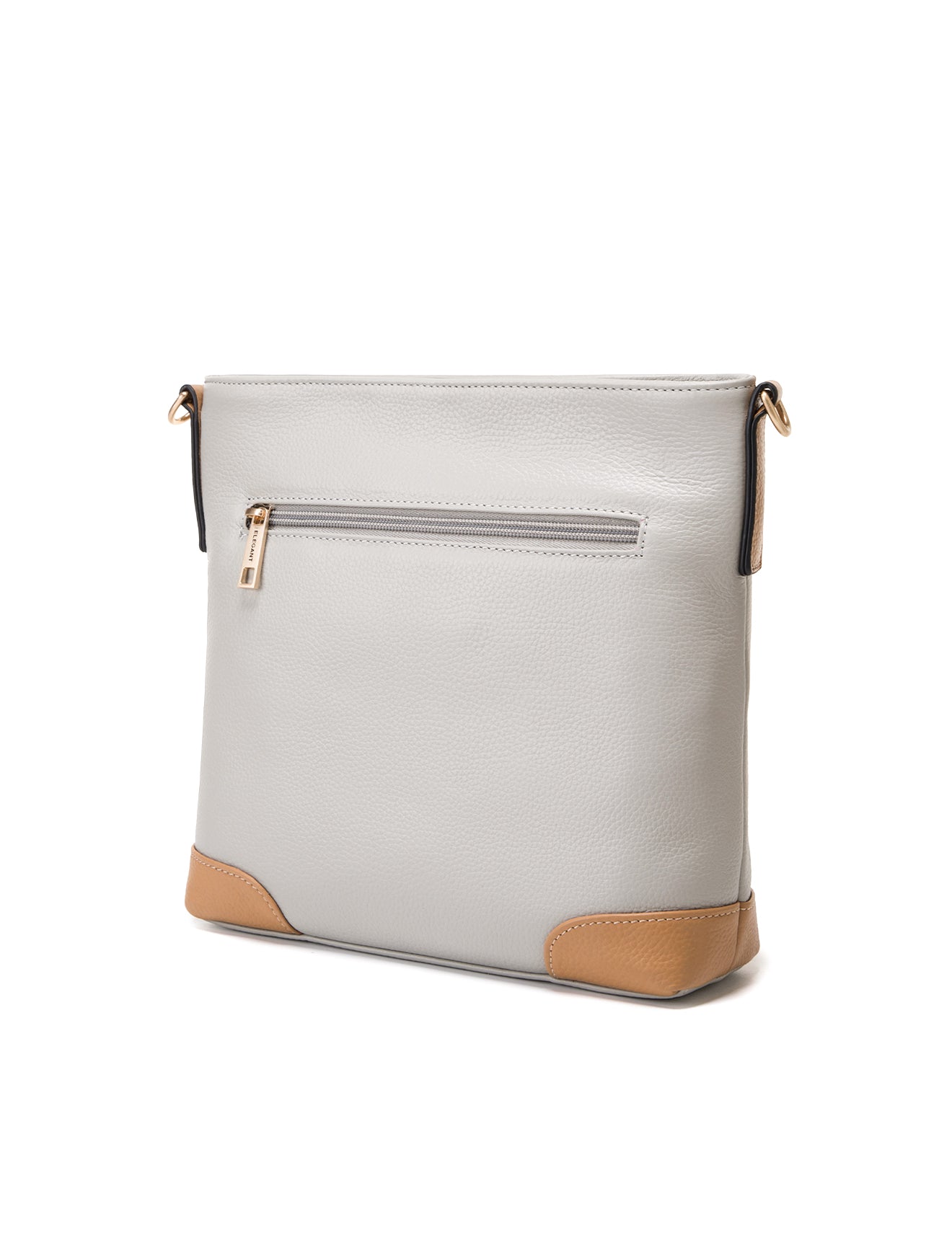 EVIE LEATHER CROSS BODY BAG- 2 TONE- E1-0816B-PEB/CAM