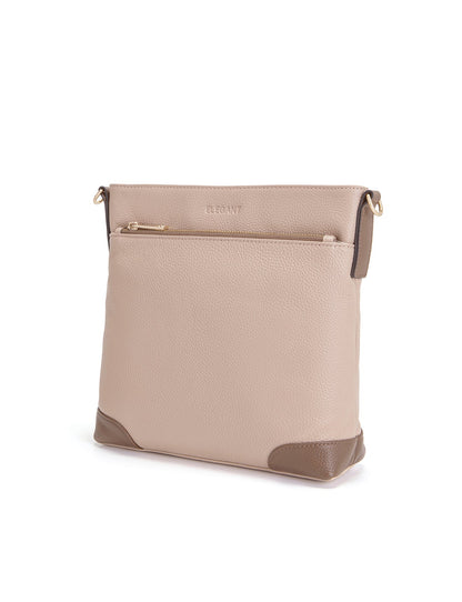 EVIE LEATHER CROSS BODY BAG- 2 TONE- E1-0816B-PUTTY/CINNAMON- NEW IN