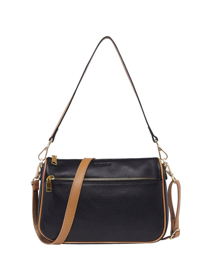 ANTONELLA LEATHER XBODY BAG- E1-0819-BLK/CAM