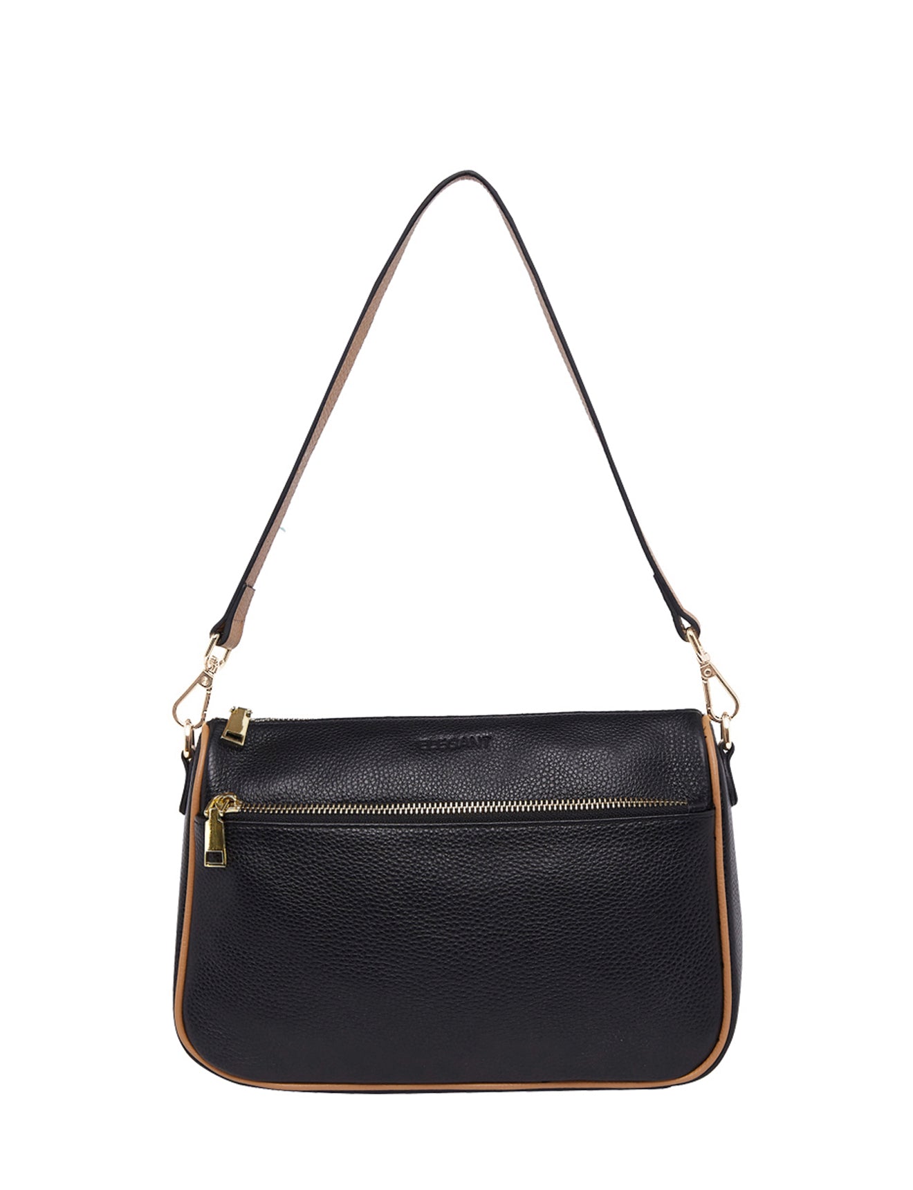 ANTONELLA LEATHER XBODY BAG- E1-0819-BLK/CAM