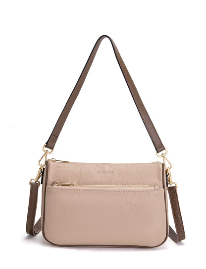 ANTONELLA LEATHER XBODY BAG- E1-0819-PUTTY/CINNAMON- NEW IN