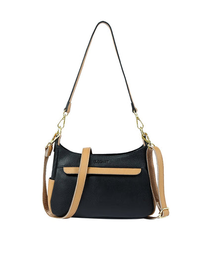 ESME LEATHER XBODY BAG- E1-0822-BLK/CAM- SALE