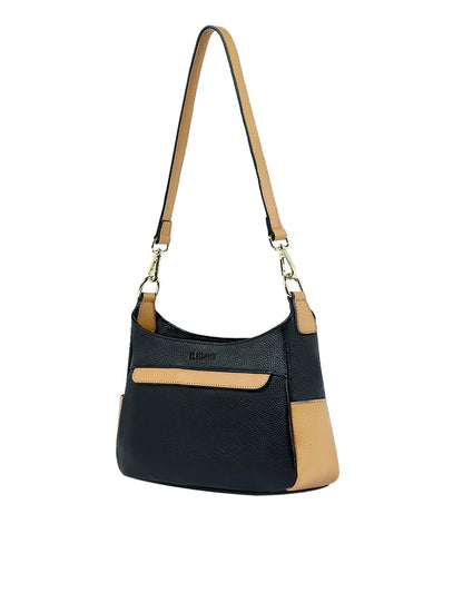 ESME LEATHER XBODY BAG- E1-0822-BLK/CAM- SALE