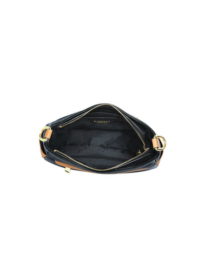 ESME LEATHER XBODY BAG- E1-0822-BLK/CAM- SALE