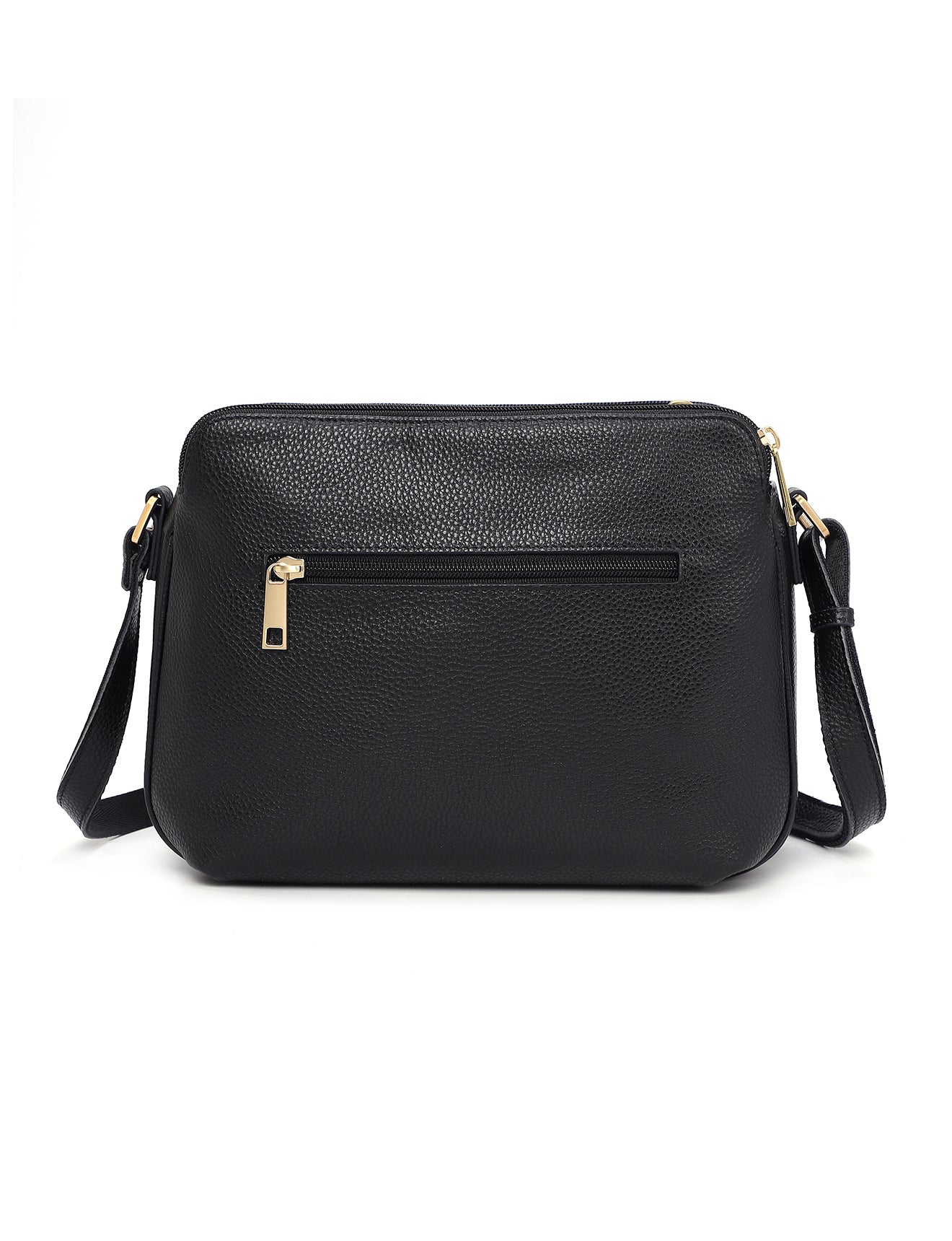 BROOKE TRIPLE COMPARTMENT LEATHER XBODY BAG- E1-0828-BLK