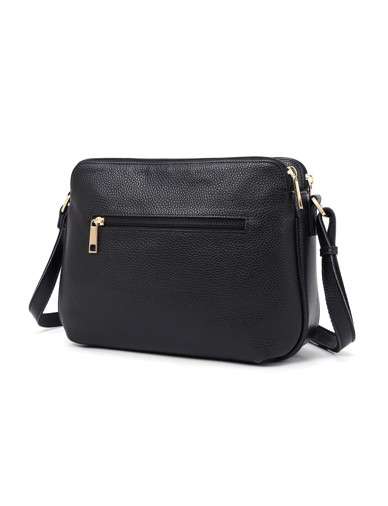 BROOKE TRIPLE COMPARTMENT LEATHER XBODY BAG- E1-0828-BLK