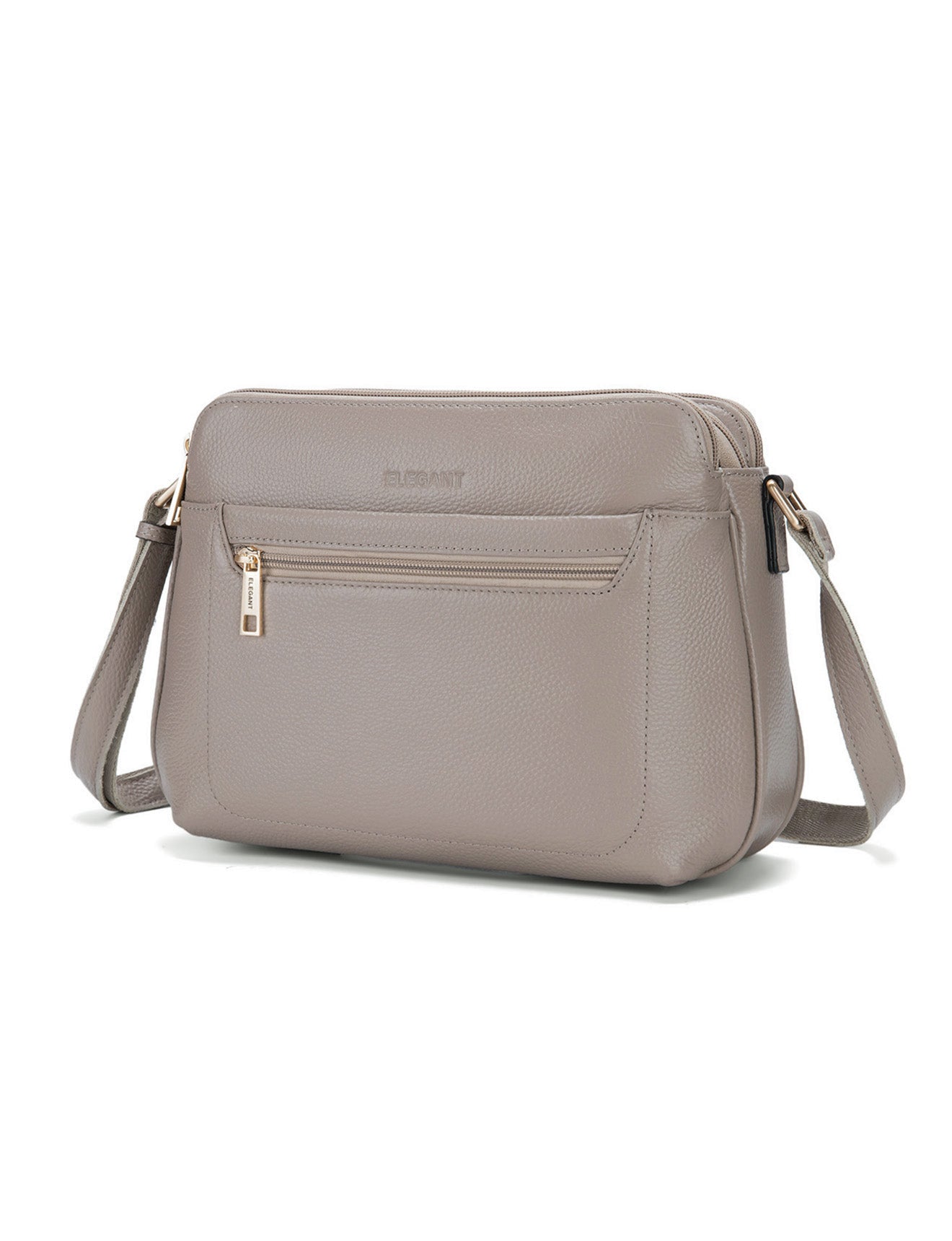 BROOKE TRIPLE COMPARTMENT LEATHER XBODY BAG-E1-0828-MOCHA