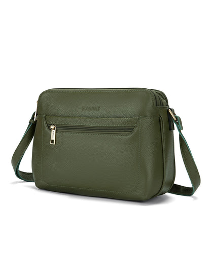 BROOKE TRIPLE COMPARTMENT LEATHER XBODY BAG-E1-0828-OLIVE