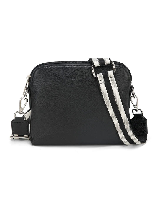 ASHLEY LEATHER BAG WEBBING STRAP- E1-0838-BLK