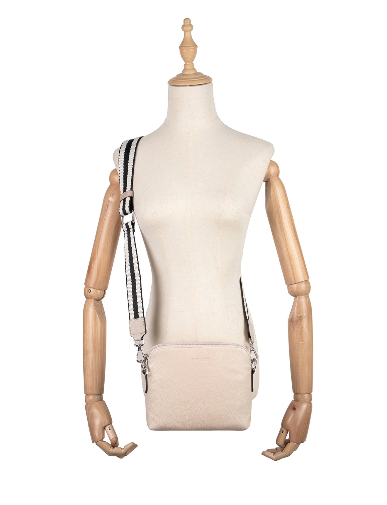 ASHLEY LEATHER BAG WEBBING STRAP- E1-0838-IVORY- NEW IN