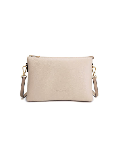 CLEO TRIPLE COMPARTMENT LEATHER XBODY BAG - E1-0841-IVORY/PUTTY- NEW IN